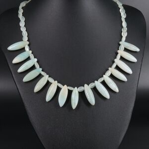 Light Aqua Chalcedony Spike Bead Necklace